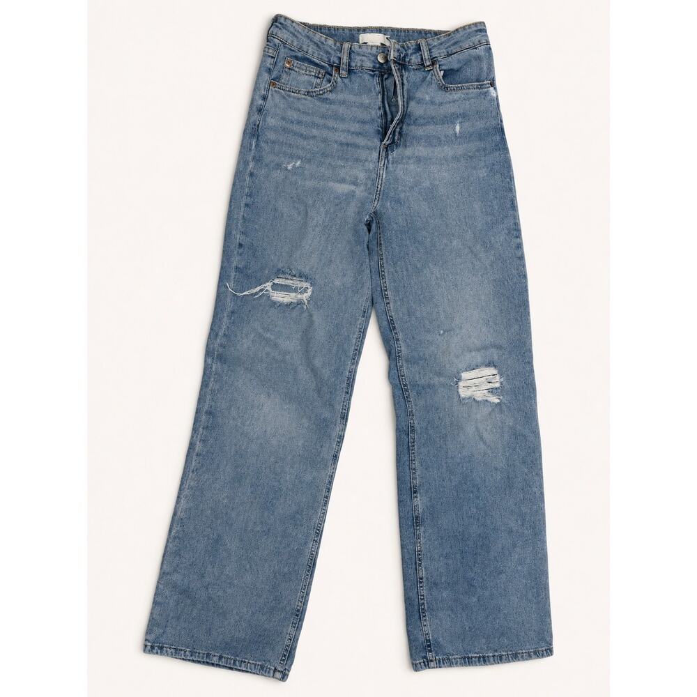 H&M Women's Size 8 Wide Legged Ripped Baggy Distressed High Waist